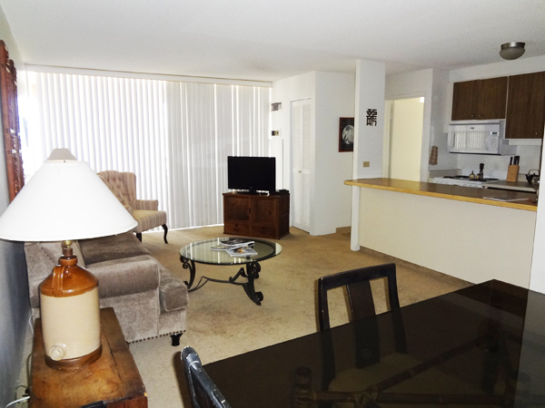 toward the kitchen and dining area.